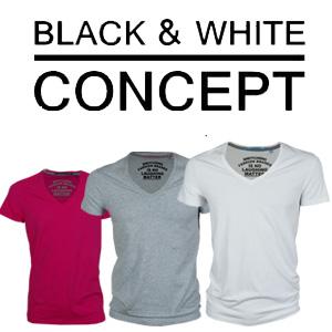 Goeiemode (m) - V-hals T-shirt Van Black En White Goeiemode (m) - V-hals T-shirt Van Black En White