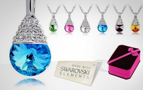 Golden Deals - Halve Druppel ketting met Swarovski Elements in een mooi doosje! Golden Deals - Halve Druppel ketting met Swarovski Elements in een mooi doosje!