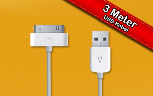 Golden Deals - Superhandige 3 meter lange usb kabel voor al je apple producten nu enorm voordelig!