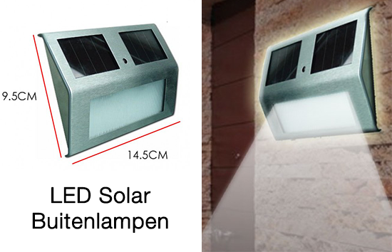 Group Actie - € 14,95 - Set Van Twee Led Solar Buitenlampen. Energiezuinige Tuinverlichting Afgewerkt Met Rvs Beschermkap. Schakelt Automatisch Aan En Uit! (Waarde € 79,95)