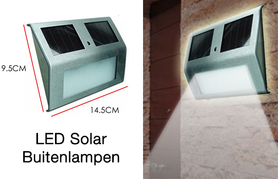 Group Actie - € 14,95 - Set Van Twee Led Solar Buitenlampen. Energiezuinige Tuinverlichting Afgewerkt Met Rvs Beschermkap. Schakelt Automatisch Aan En Uit! (Waarde € 79,95) Group Actie - € 14,95 - Set Van Twee Led Solar Buitenlampen. Energiezuinige Tuinverlichting Afgewerkt Met Rvs Beschermkap. Schakelt Automatisch Aan En Uit! (Waarde € 79,95)