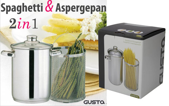 Group Actie - € 16,95 - Gusta Aspergepan & Spaghettipan Een Luxe 2-1 Pan In 2 Verschillende Maten. Hoe Handig En Mooi Kan Het Zijn! (Waarde € 69)