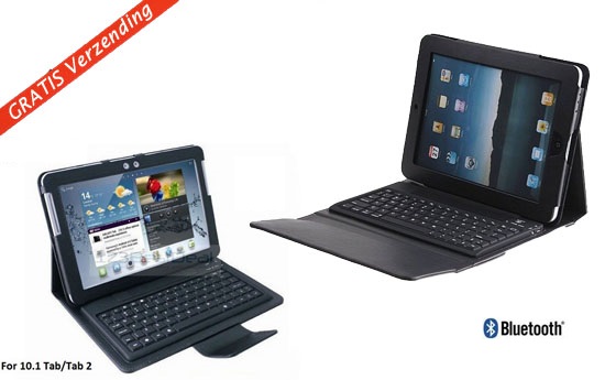 Group Actie - €34 - Maak Van Je Ipad Of Samsung Galaxy Tab Een Laptop Met Deze Luxe Hoes + Bluetooth Toetsenbord! Inclusief Verzending. (Waarde €89)
