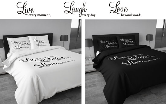 Group Actie - €39,95 - Dekbedovertrek 'Live, Laugh, Love': Satinette Geweven Katoen. Incl Verzendkosten! (Waarde Vanaf € 79,95) Group Actie - €39,95 - Dekbedovertrek 'Live, Laugh, Love': Satinette Geweven Katoen. Incl Verzendkosten! (Waarde Vanaf € 79,95)