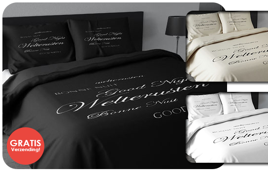 Group Actie - €39,95 - Welterusten, Good Night En Bonne Nuit! Heerlijk Slapen Onder Deze Dekbed Overtrekken! (Waarde €79,-) Group Actie - €39,95 - Welterusten, Good Night En Bonne Nuit! Heerlijk Slapen Onder Deze Dekbed Overtrekken! (Waarde €79,-)