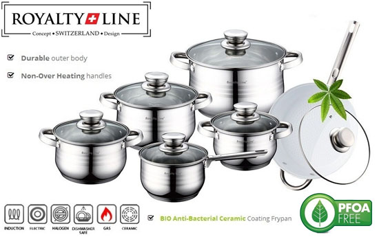 Group Actie - €49,95 - 12-Delige Luxe Royalty Line Switzerland Pannenset (Waarde €319,-) Group Actie - €49,95 - 12-Delige Luxe Royalty Line Switzerland Pannenset (Waarde €319,-)