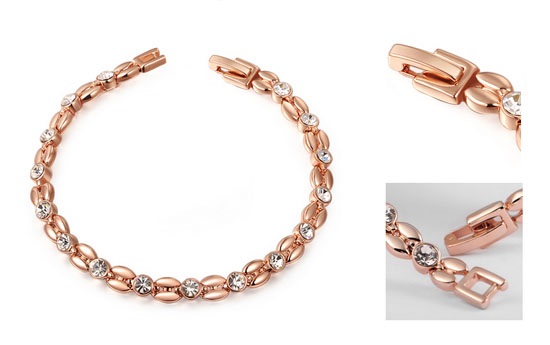 Group Actie - € 9,95 Incl. Verzending - Armband Rose Gold Of Armband White Gold Met Australische Kristallen (Waarde € 29,95)