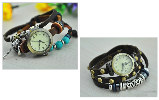 Group Actie - € 9,95 - Trendy Horloge. Vintage Klokje Met Leren Armband Voorzien Van Hippe Kralen. (Waarde € 29,95) Group Actie - € 9,95 - Trendy Horloge. Vintage Klokje Met Leren Armband Voorzien Van Hippe Kralen. (Waarde € 29,95)