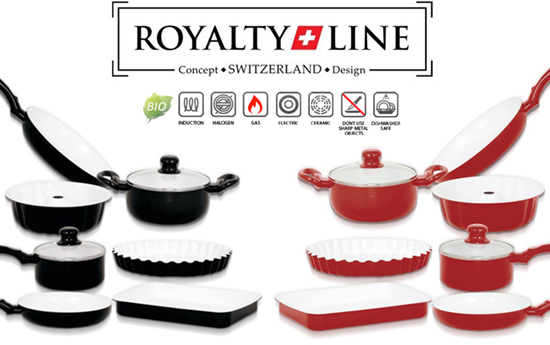 Group Actie - 9-Delige Luxe Royalty Line Switzerland Keramische Pannenset Group Actie - 9-Delige Luxe Royalty Line Switzerland Keramische Pannenset