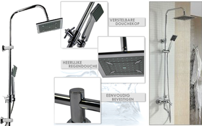 Group Actie - Chrome Square Regendouche Set Group Actie - Chrome Square Regendouche Set