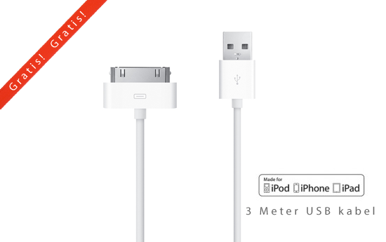 Group Actie - Gratis - 3 Meter Kabel Geschikt Voor Iphone, Ipod Of Ipad