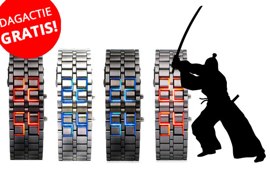 Group Actie - Gratis - Samurai Horloge. Een Gave Gadget Waarbij Een Stoere Armband Is Gecombineerd Met Een Horloge (Waarde €29,95) Group Actie - Gratis - Samurai Horloge. Een Gave Gadget Waarbij Een Stoere Armband Is Gecombineerd Met Een Horloge (Waarde €29,95)