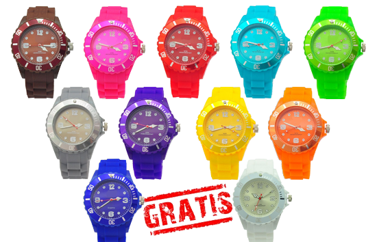 Group Actie - Gratis Siliconen Horloge, Keuze Uit 11 Kleuren.