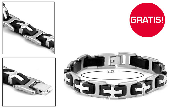 Group Actie - Gratis! - Stoere Armband. Gemaakt Van Echt Stainless Steel En Afgewerkt Met Diepzwarte Schakels. (Waarde € 24,95)