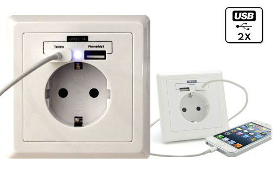Group Actie - Inbouwstopcontact Met 2 Usb-poorten Group Actie - Inbouwstopcontact Met 2 Usb-poorten