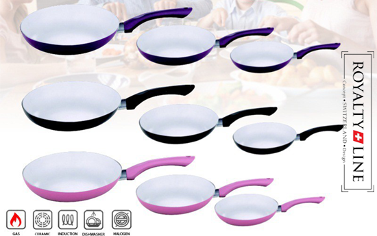 Group Actie - Royalty Line 3 Delige Keramische Pannenset Met Zwitserse Precisie Group Actie - Royalty Line 3 Delige Keramische Pannenset Met Zwitserse Precisie