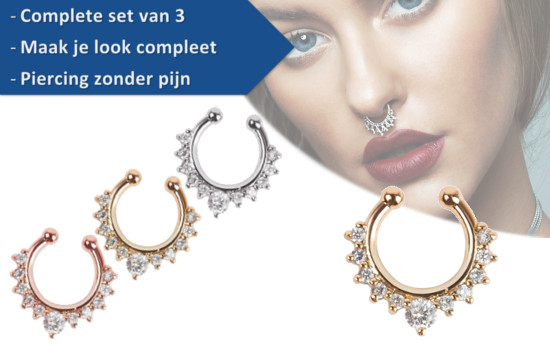Group Actie - Set Van 3 St. Septum Clip-In Piercings Group Actie - Set Van 3 St. Septum Clip-In Piercings