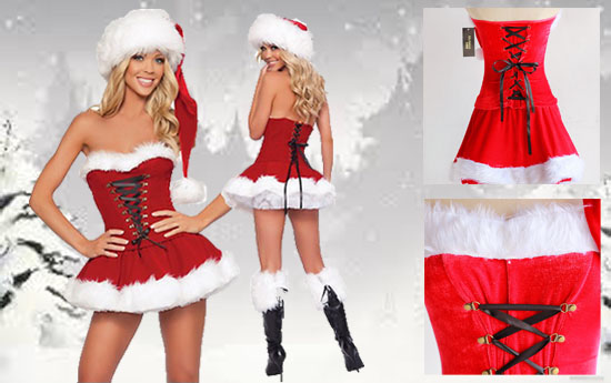 Group Actie - Spannende Kerst Outfit Bestaande Uit Korset, Rokje (M Tot Xxl) En Muts In Rood En Wit. Group Actie - Spannende Kerst Outfit Bestaande Uit Korset, Rokje (M Tot Xxl) En Muts In Rood En Wit.