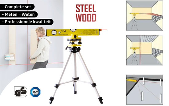 Group Actie - Steelwood Laserwaterpas Met Statief Group Actie - Steelwood Laserwaterpas Met Statief