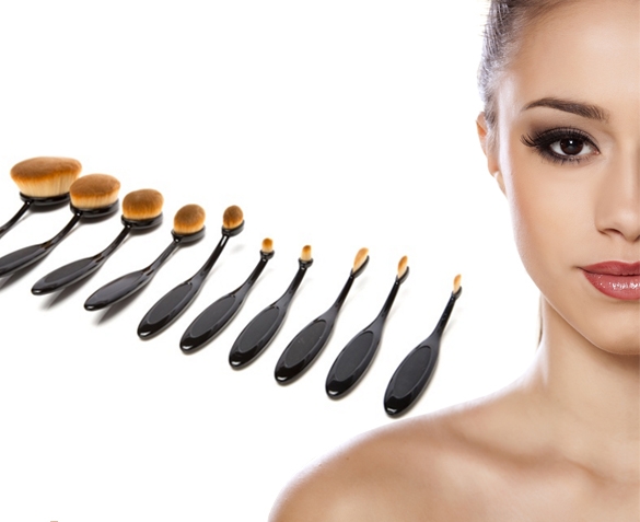 Groupdeal - 10-delige Ovale Make-up Kwastenset Groupdeal - 10-delige Ovale Make-up Kwastenset