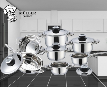 Groupdeal - 12-delige Müller Cuisine Fischner pannenset!