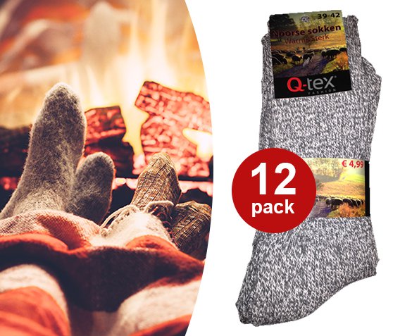 Groupdeal - 12-Pack Q-tex Noorse Sokken Groupdeal - 12-Pack Q-tex Noorse Sokken