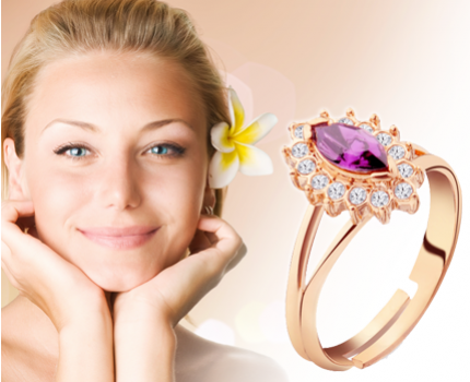 Groupdeal - 18 karaats vergulde ring met swarovski steen en zirkonia diamantjes! Groupdeal - 18 karaats vergulde ring met swarovski steen en zirkonia diamantjes!