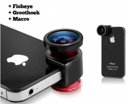 Groupdeal - 3 in 1 lens voor iPhone of elk ander type smartphone Groupdeal - 3 in 1 lens voor iPhone of elk ander type smartphone