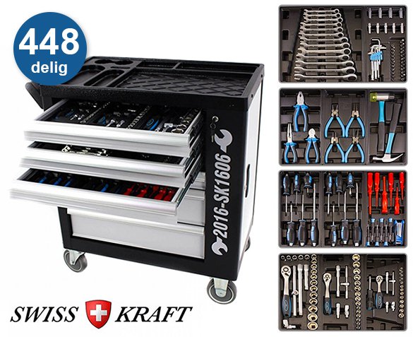 Groupdeal - 448-Delige Swiss Kraft Gereedschapswagen Groupdeal - 448-Delige Swiss Kraft Gereedschapswagen