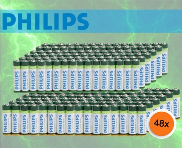Groupdeal - 48 Philips LongLife Batterijen Groupdeal - 48 Philips LongLife Batterijen