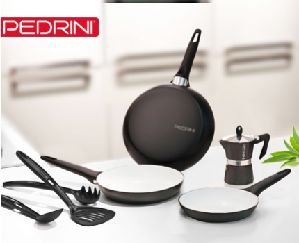 Groupdeal - 7 delige Pedrini design-keukenset incl 3 pannen Groupdeal - 7 delige Pedrini design-keukenset incl 3 pannen