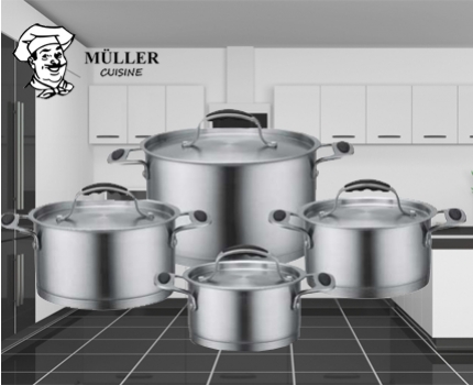 Groupdeal - 8-delige Müller Cuisine Profiline pannenset!