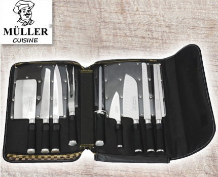 Groupdeal - 9 delige handgemaakte Muller Cuisine Messenset! Groupdeal - 9 delige handgemaakte Muller Cuisine Messenset!