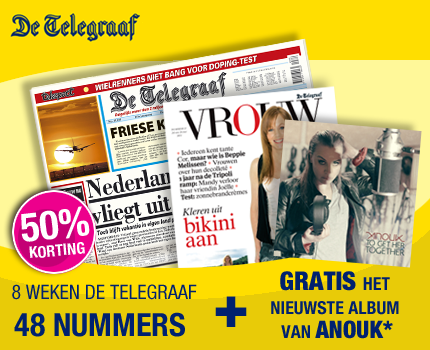 Groupdeal - ACHT weken De Telegraaf abonnement met 50% korting + GRATIS het nieuwste album van Anouk! Groupdeal - ACHT weken De Telegraaf abonnement met 50% korting + GRATIS het nieuwste album van Anouk!