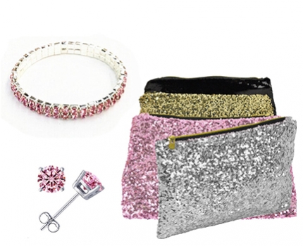 Groupdeal - Clutch met pailletten met bijpassende oorbellen en armbandje Groupdeal - Clutch met pailletten met bijpassende oorbellen en armbandje