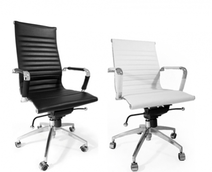 Groupdeal - Design bureaustoel in zwart, wit of bruin leer Groupdeal - Design bureaustoel in zwart, wit of bruin leer
