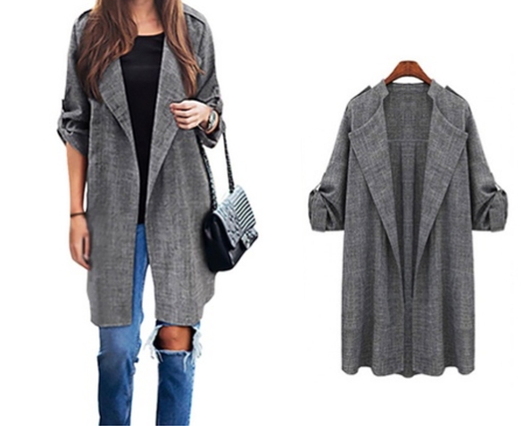 Groupdeal - Grijze Dames Trenchcoat Groupdeal - Grijze Dames Trenchcoat