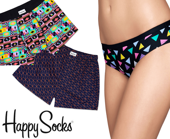 Groupdeal - Happy Socks Herenboxers en Vrouwenhipsters Groupdeal - Happy Socks Herenboxers en Vrouwenhipsters