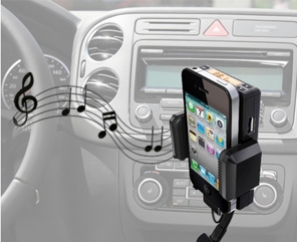 Groupdeal - iPhone Carkit met FM stereo transmitter! Groupdeal - iPhone Carkit met FM stereo transmitter!