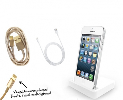 Groupdeal - iPhone dock en 2m USB kabel voor de iPhone 4(S) of 5 Groupdeal - iPhone dock en 2m USB kabel voor de iPhone 4(S) of 5