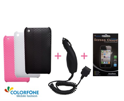 Groupdeal - ipv €20, Pakket voor iPhone 3 of iPhone 4, beschermende (backcover) hoes, autolader en screenprotector! Groupdeal - ipv €20, Pakket voor iPhone 3 of iPhone 4, beschermende (backcover) hoes, autolader en screenprotector!