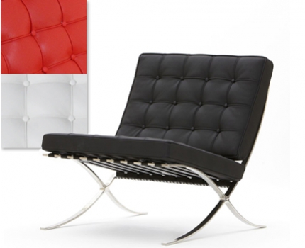 Groupdeal - Luxe Barcelona Chair in zwart, wit of rood Groupdeal - Luxe Barcelona Chair in zwart, wit of rood