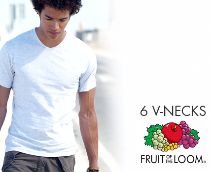 Groupdeal - Maar liefst 6 witte V-Neck T-Shirts van Fruit of the Loom Groupdeal - Maar liefst 6 witte V-Neck T-Shirts van Fruit of the Loom