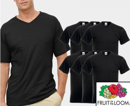 Groupdeal - Maar liefst 6 zwarte V-Neck T-Shirts van Fruit of the Loom! Groupdeal - Maar liefst 6 zwarte V-Neck T-Shirts van Fruit of the Loom!