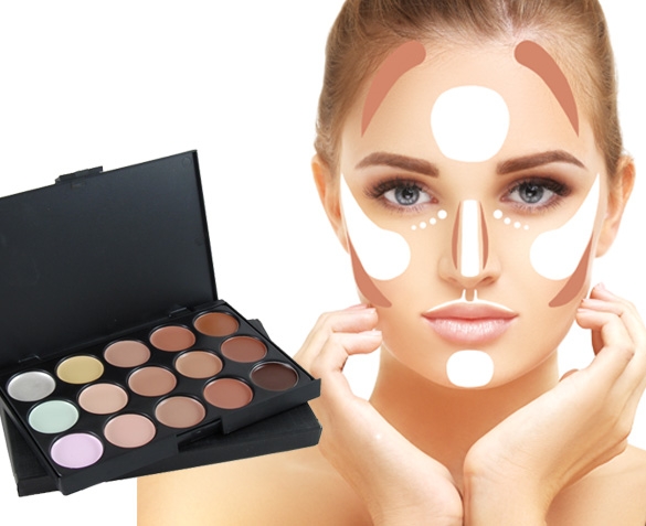 Groupdeal - Make-up Concealer Palet + 5-delige Brush Set Groupdeal - Make-up Concealer Palet + 5-delige Brush Set