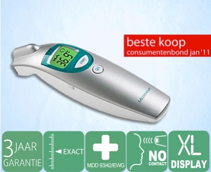 Groupdeal - Medisana infrarood thermometer met Blue Focus Light Groupdeal - Medisana infrarood thermometer met Blue Focus Light
