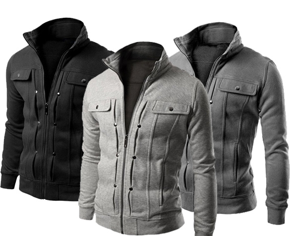 Groupdeal - Men Moto Zip Sweater Groupdeal - Men Moto Zip Sweater