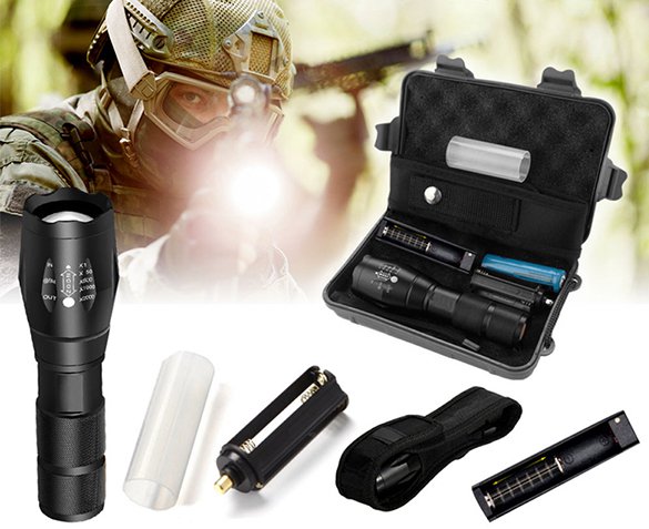 Groupdeal - Militaire Zaklamp met Accessoireset Groupdeal - Militaire Zaklamp met Accessoireset