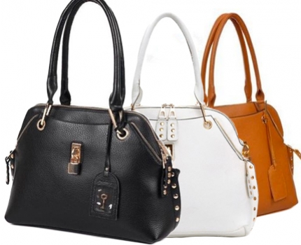 Groupdeal - Mooie Rundlederen Citybag met studs Groupdeal - Mooie Rundlederen Citybag met studs