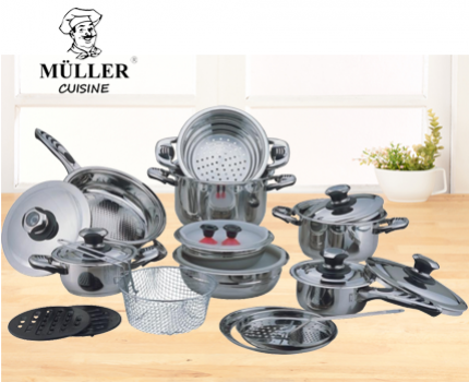 Groupdeal - Muller Cuisine 24-delige kookset met 10 jaar garantie! Groupdeal - Muller Cuisine 24-delige kookset met 10 jaar garantie!